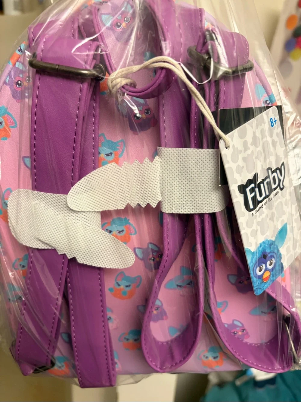 Loungefly Pink Furby-Print Mini Backpack with Teal & Purple Accents - Picture 2 of 5
